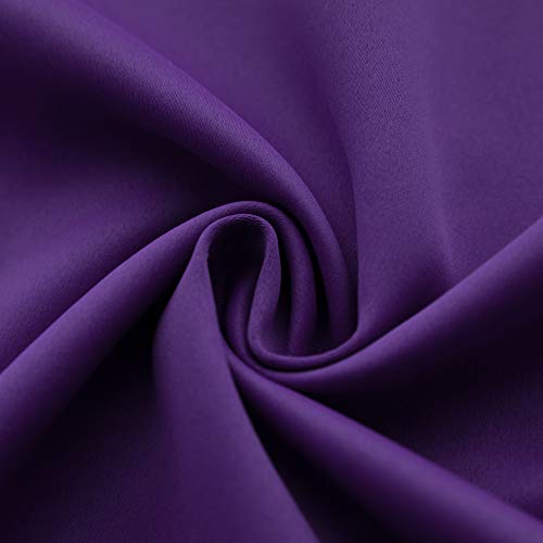 Mrs.naturall Royal Purple Valances For Windows 2 Pack 18 Inch Length Pole Pocket Light Blocking Blackout Window Valance For Living Room Bathroom Dark Purple #TOP5