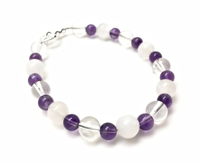 Bracelet améthyste contre le stress quotidien avec fermoir solide en argent 925