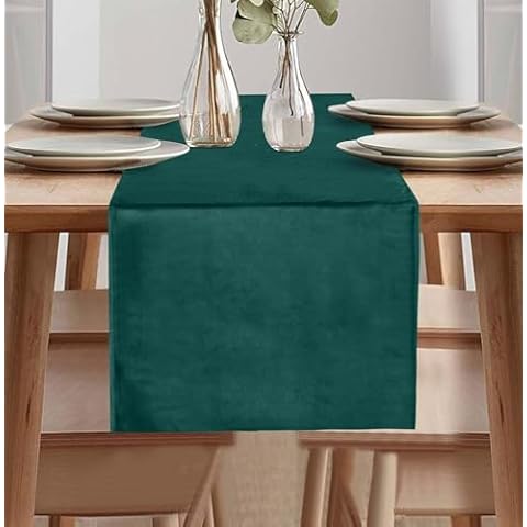 Dark Green Velvet Washable Table Runner Cover