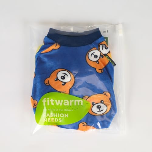 Fitwarm Hunde-Pyjama, Hundekleidung für kleine Hunde, Jungen, Mädchen, Fleece-Einteiler mit Füßen, Königsblau, Braun, Größe S
