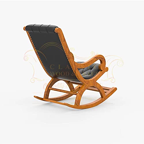 Image of Classic Wood and Craft Wooden Rocking Chair with Sheesham Wood, Rolling and Easy Seating (Model-BLB-22)