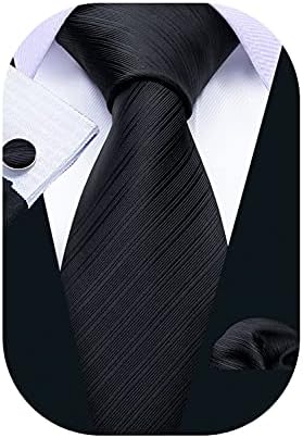Barry.Wang Men Ties Plain,Solid Colors Handkerchief and Cufflink Necktie Set Formal Wedding Business