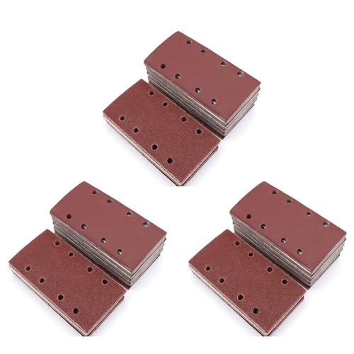 FOIJPPINP 120 Piezas Papel de Lija Cuadrado Grano Flocado Papel de 8 Agujeros 40-80 Grano Surtido Hojas de Papel Abrasivo para Herramientas de Pulido de Coche