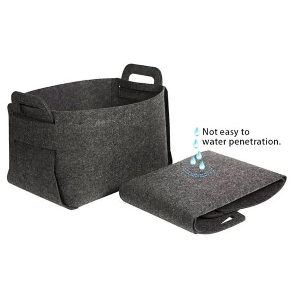 Image of Renva Felt Storage Basket for Organizing, Large Fabric Collapsible Storage Bins with Handles, Foldable Storage Basket Bins, Perfect for Shelves, Closet, Books, Clothes Organizing (1, Black)