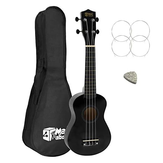 Tiger Mad About SU8-LH-BK Ukelele soprano para zurdos - Negro con funda, púa de fieltro, cuerdas de repuesto