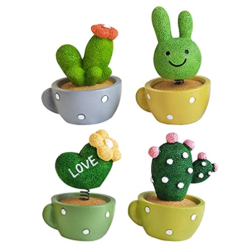 QACUU 4PCS Succulent Desk Decor Resin Set, Cute Desk Accessories for Women
