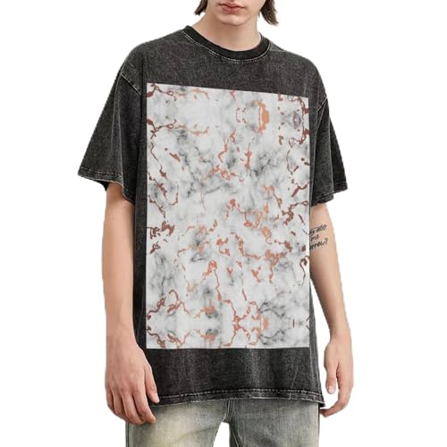 T-shirt surdimensionné pour homme à texture marbrée et imprimé cuivre