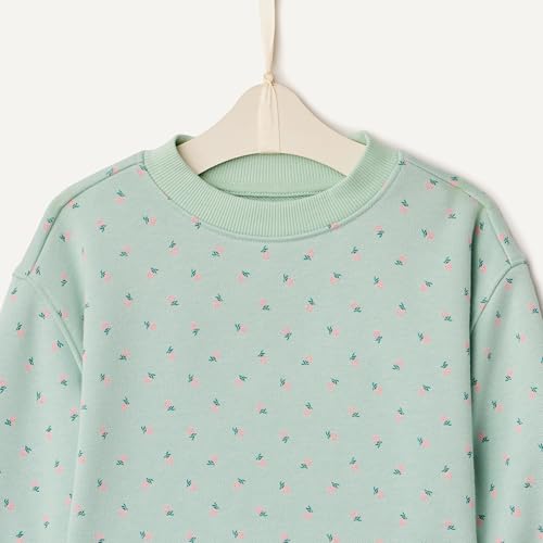 Amazon Essentials x Sofia Grainge Baby Girls' French Terry Trouser and Top Set, Mint Little Strawberries, 18 Months