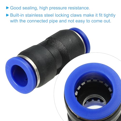 Conectores neumáticos de unión recta 12x10mm de plástico rápido PATIKIL pasatubos 5