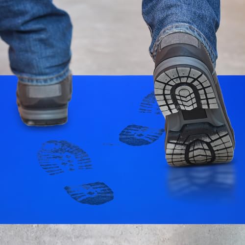 Image of PATIKIL Sticky /Remove Dust Dirt from Shoes Equipment Wheels Adhesive Mat for Cleanroom Laboratory Construction Home Entrances Warehouse, 300 Sheets 36 inchL x 18 inchW, Blue