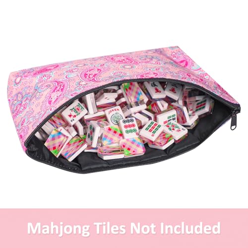 GUSTARIA Empty Mahjong Bag,Thickened Pink Printed Soft American Mahjong Tiles Bag (Case Only) by GUSTARIA - Image 3