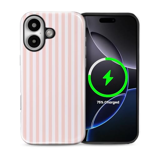 Coque iPhone 16 Plus MagSafe à rayures chic pour femmes