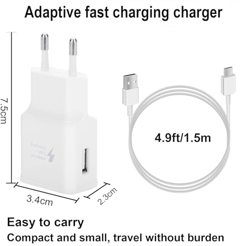 USB C Ladegerät Fast Charger mit Ladekabel 1,5m für Samsung Galaxy A17 A16 A15 A14 A56 A55 A54 A53 A36 A35 A26 A05s S22 S21 S20 S8+ S9+ S10+ S10e S9 S8, Android Handy Schnellladegerät Schnellladekabel