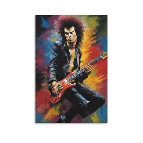 Poster guitare rock Sid Vicious toile déco murale chambre