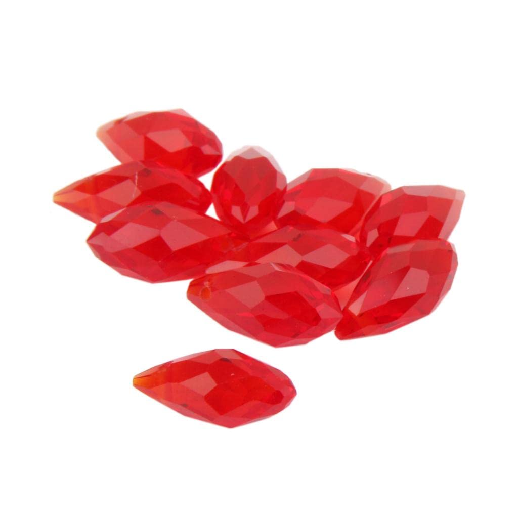 SNAPPSY 10pcs Teardrop Glass Beads Faceted Crystal Beads Jewelry Making Craft Red-picture-4
