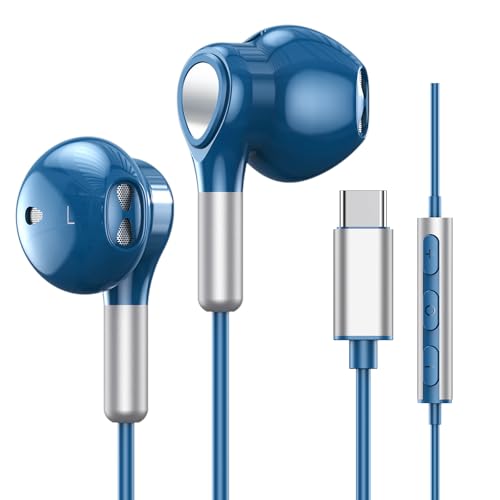 Auriculares USB C para Samsung Galaxy S23 S24 S22 Ultra S21 FE S20 A53 A54 A55 Auriculares USB Tipo C con Micrófono intrauditivos con Cable Tipo C para iPhone 15 Pro MAX iPad Pro Air 5/Mini 6, Pixel 8