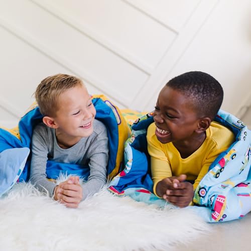 Image of Wildkin Kids Sleeping Bag - Roll-Up Design with Storage Bag for School, Travel & Camping - Dinosaur Land