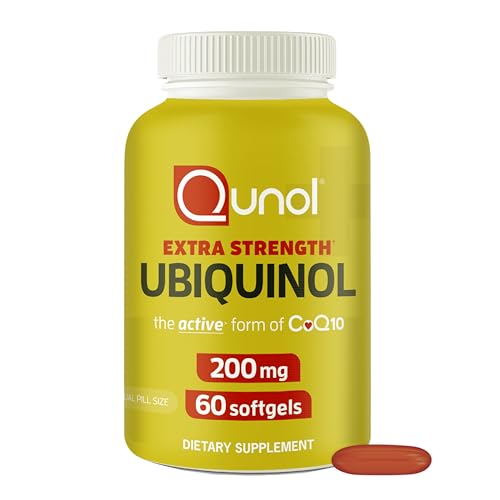 Qunol 200mg Ubiquinol, Powerful Antioxidant for Heart and Vascular Health, Essential for energy production, Natural Supplement Active Form of CoQ10, 60 Count