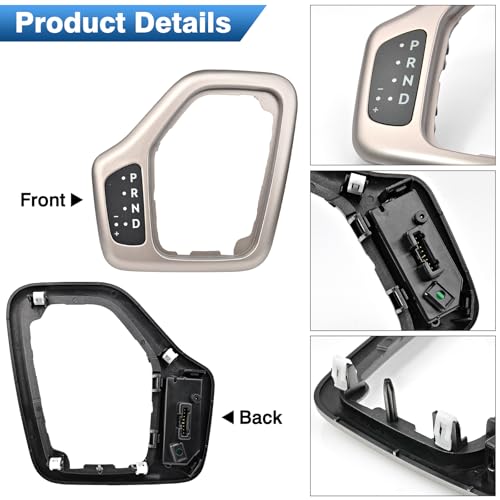 Image of TOP-MAX Upgrade Transmission Shifter Bezel w /Harness Compatible with 2014-2018 Jeep Cherokee Shifter Accessories Parts, Gear Shift Bezel Trim Cover Replace for 5YD27LS5AA 68413957AA 601-401 Gold