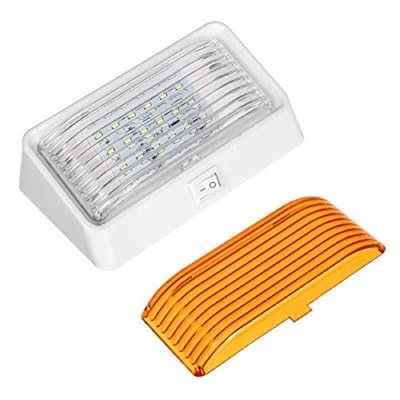 Partsam Rectangle LED RV Porch Light with On/Off Switch, RV Exterior Utility Light Lighting Fixture Cover Replacement for RVs Motorhome Campers, 12V, 5th Wheels, Clear and Amber Lenses Removable