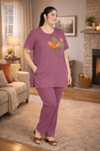 Image of In Love Women's Plus Size Longline T-Shirt with Side Pocket, 3 /4 Sleeve, Crew Neck