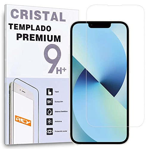 REY Protector de Pantalla para iPhone 13 (6,1") - iPhone 13 Pro (6,1") - iPhone 14 (6,1") - iPhone 14 Pro (6,1"), Cristal Vidrio Templado Premium