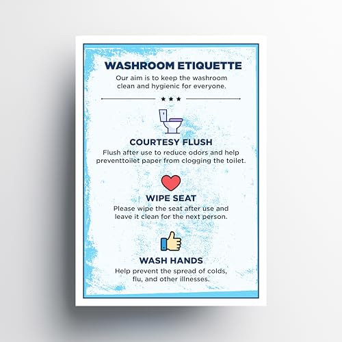 Image of Reko Frames Washroom Etiquette Bathroom Poster, Self Adhesive, Water Resistant, 8.2 x 11.5 Inches (Etiquette)
