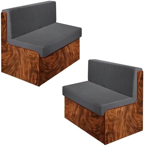 Rv Dinette Cushion Covers,Jacquard Stretchable Camper Cushion Cover,RV Cushion Slipcover,Rv Couch Cover Replacement for RV Camper Car Bench,2 Backrest Covers and 2 Bench Covers (Checkered,Grey)