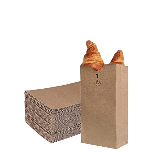 Mini Brown Kraft Paper Bag (1 lb) Small - Paper Lunch Bags, Small Snacks, Gift Bags, Grocery, Merchandise, Party Bags (3 1/2 x 2 3/8 x 6 7/8) (1 Pound Capacity) by EcoQuality (500)