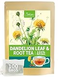 TeeLux Dandelion Leaf & Root Tea Bags, Natural Roasted Dandelion Root with Fresh Dandelion Leaf Herbal Tea, Caffeine Free, 100 Count