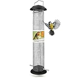 wildtier herz I Vogelfutterspender 38cm, Schwarz - Erdnussfutterspender aus rostfreiem Metall, Vogel Futterstation, Futtersäule, Nüsse Erdnüsse, Wildvögel Futtersilo