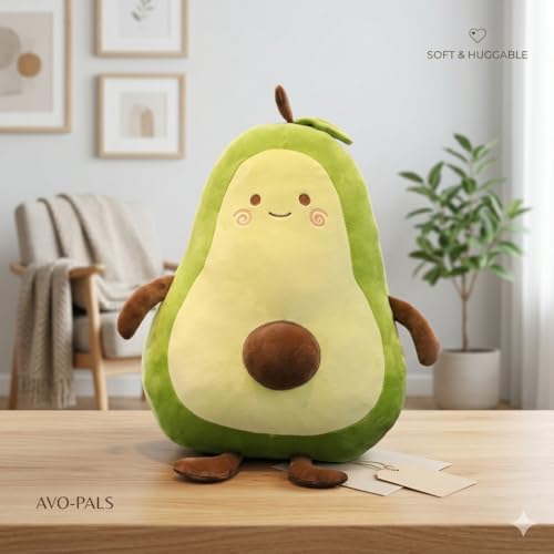 Image of 40cm Fur Green Avocado Shaped Pillow Stuffed | Car Cushion | Avocado Nursery Decor Home Decor for Bedroom Soft Pillow with Arm & Leg, Stuffed Soft Toy Doll for Home, Car Dcor, Birthday Gift