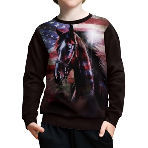 Boys Sweatshirts Casual Long Sleeve 3D Print Animal Tops Kids Crewneck Pullover Tees Size 6-16 Years