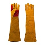 Zuoeay Flammhemmende Arbeitshandschuhe, Handschutz, langärmelig, atmungsaktiv, dicke Handschuhe für Männer und Frauen, Leder Schweißhandschuh, langärmlig
