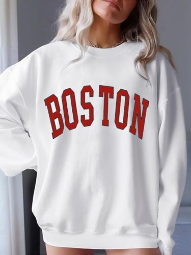 Image of Langwyqu Women's Oversized Sweatshirt Los Angeles California Crewneck Long Sleeve Casual Loose Pullover Tops