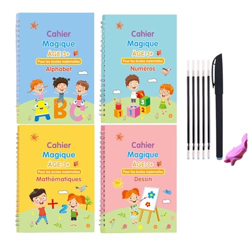 Cuaderno de práctica mágica infantil en francés con bolígrafo y recambios