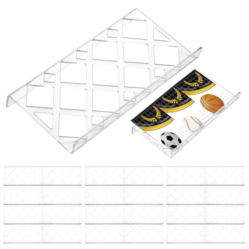 Yalikop 24 Pcs Trading Card Risers for Case Transparent Acrylic Display Stand Risers for Cardshow Vendor Showcase Sports Card Board Games(Hollow)