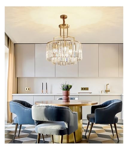 Lustres de plafond en cuivre de luxe et cristal pour décoration intérieure