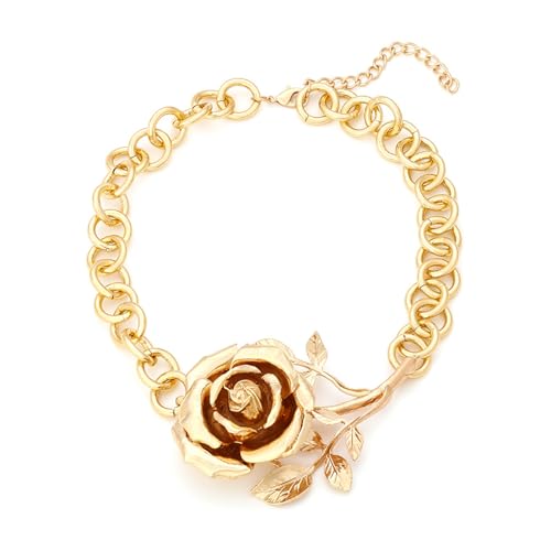 Collier pendentif Rose en métal avec cordon noir réglable unisexe pour style quotidien