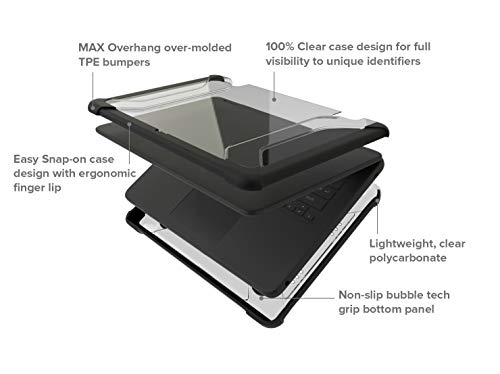 Max Cases Extreme Hp Chromebook X360 G1 Ee Shell 2 Case - Transparent With Shock Absorbing Black Bumpers Laptop Sleeve - 360 Degrees Full Functionality #TOP4