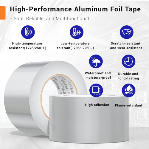 Image of PowerScale Aluminum Tape - 3 in x 150 Ft (50YD) 3.9 Mil | High Temperature Aluminum Foil Tape for HVAC Ductwork & Industrial /Home Use