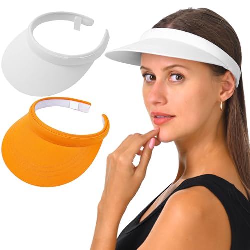 Image of 2 Pack Visor Women Men Sun Hat Clip On Visors Adjustable Sport Wide Brim Cap