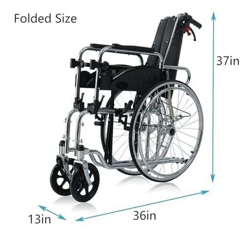 Reclining Wheelchair for Adults, Swing-Away Elevating Leg Rests and Flip-Back Arms, Heavy Duty Bariatric Wheelchair with High Back & Removable Headrest, 18\" Seat Width, 350 Lbs