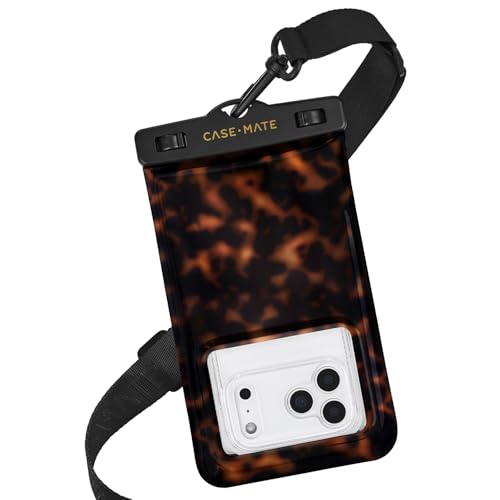Image of Case-Mate IP68 Waterproof Large Phone Pouch - Tortoiseshell | Touchscreen Floating Waterproof Phone Case with Crossbody Lanyard - Fits All Phones - Beach Cruise Ship Travel Essentials
