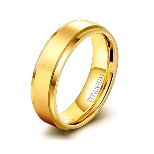 Bague de mariage large en titane or pour hommes - Le cadeau d'union idéal en taille 52.5