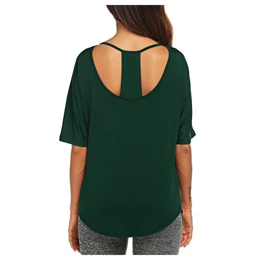Pinspark Women Plus Size Workout Exercise Gym Top Relaxed Fit Thumbhole Shirt Dark Green XXL