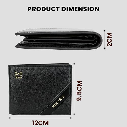 Image of Storite Men's RFID Blocking Leather Wallet Slim Bifold Wallet for Men with Card Slots, Cash Compartment, Stylish Black Everyday Wallet - Black