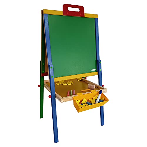 Lousa Magnética Infantil Cavalete Dobrável Giz Caneta 3 em 1 Carimbras