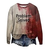 Qixiu Halloween Kostüm, T-Shirt, Hoodie Einfarbig, Beheizbarer Pullover, The Snuddie, Strickpullover Grün, Weihnachts Bluse Damen