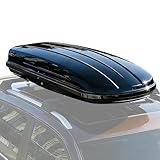 14 Cubic Feet Black Hard Shell Car Roof Storage Box - Tool-Free Quick Install, Dual-Side Opening, Lockable ABS/PMMA Cargo Carrier (Black)